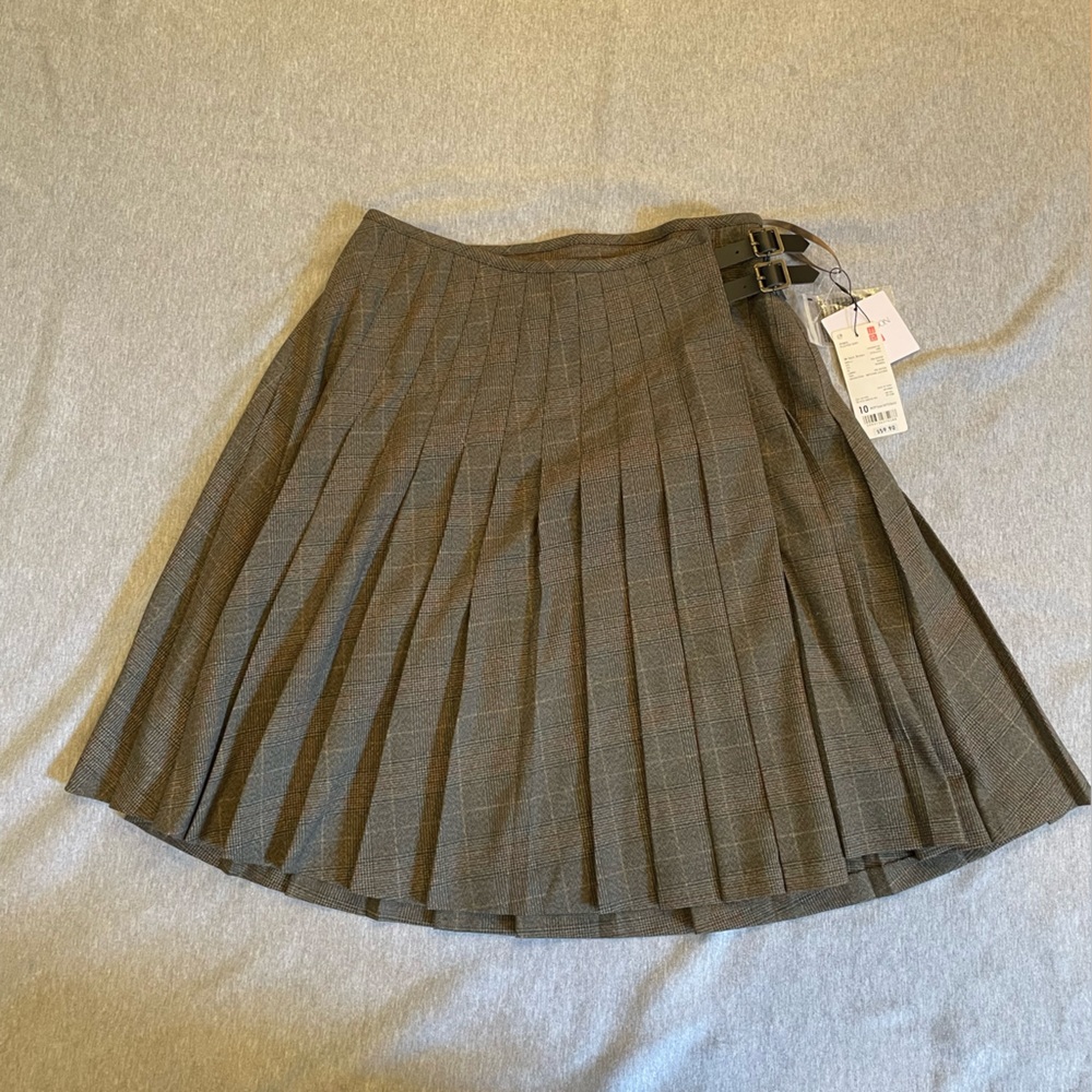 Pleated brown plaid Skirt